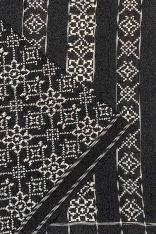 Pochampally Cotton Double Ikat Black Saree