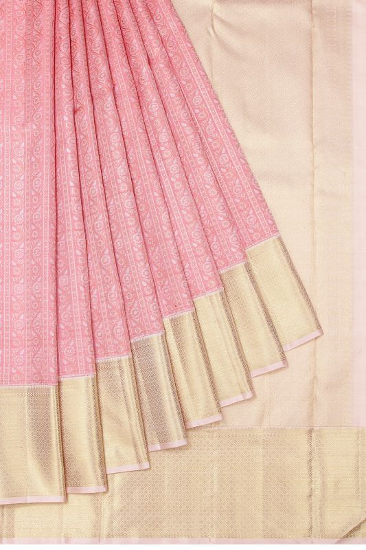 Kanchipuram Silk Brocade Pink Saree