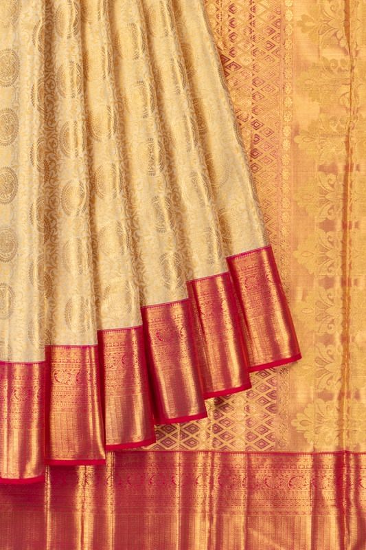 Kanchipuram Silk Tissue Brocade Gold Saree