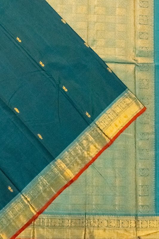 Classic Kanchipuram Silk Butta Teal Green Saree