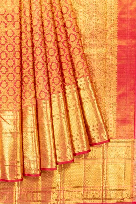 Kanchipuram Silk Tissue Brocade Red Saree