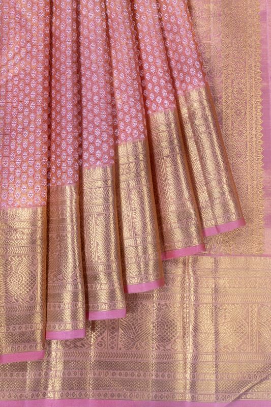 Kanchipuram Silk Tissue Brocade Pink Saree