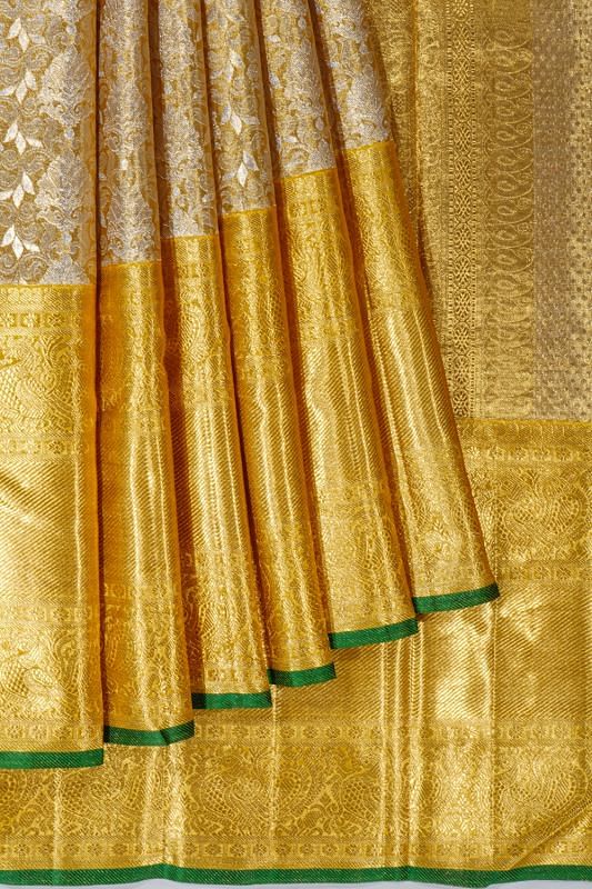 Kanchipuram Silk Tissue Jaal Gold Saree