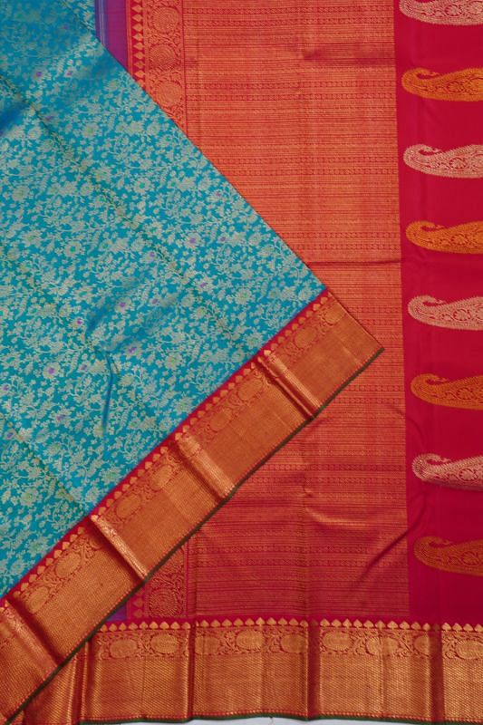 Kanchipuram Silk Brocade Sky Blue Saree