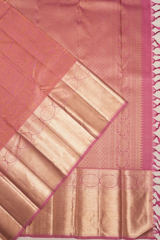 Kanchipuram Silk Brocade Pink Saree