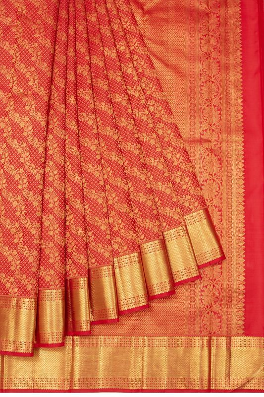 Kanchipuram Silk Brocade Red Saree