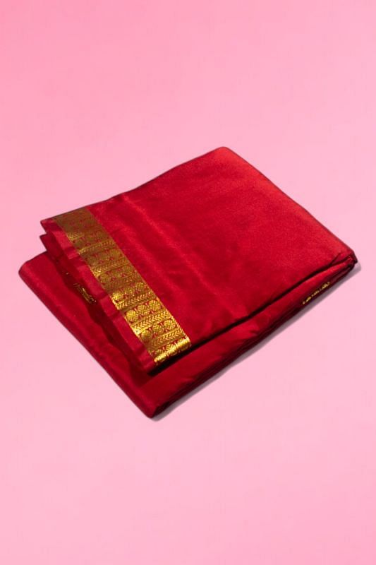 Kanchipuram Silk Plain Maroon Dhoti With Kanduva