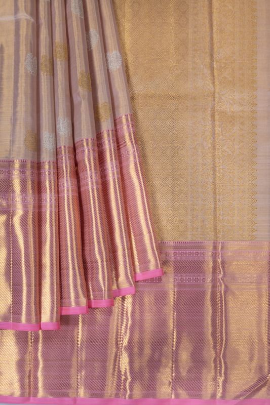 Kanchipuram Silk Tissue Butta Pink Saree