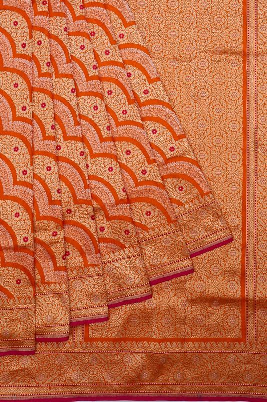 Banarasi Silk Brocade Orange Saree