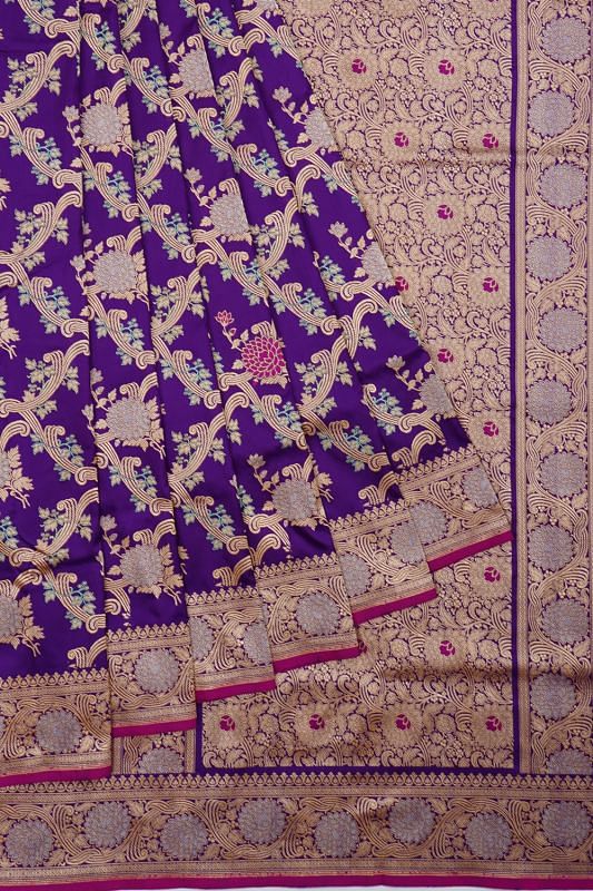 Banarasi Silk Kadwa Jaal Violet Saree