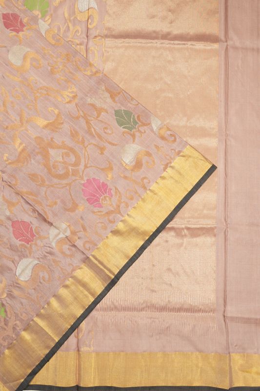 Uppada Silk All Over Jamdani Peach Saree