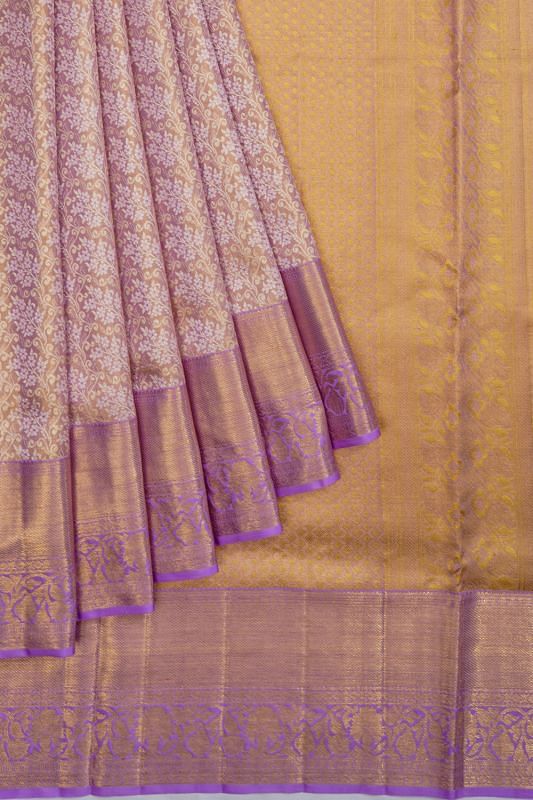 Kanchipuram Silk Tissue Brocade Violet Saree