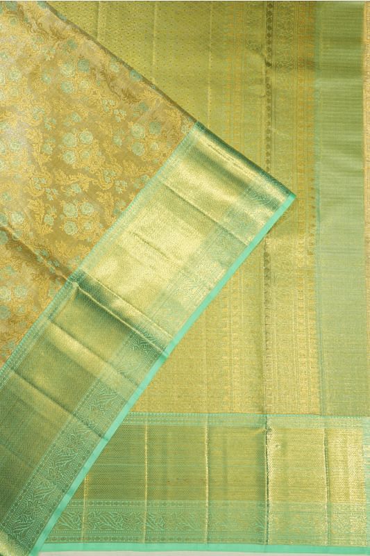 Kanchipuram Silk Tissue Brocade Green Saree