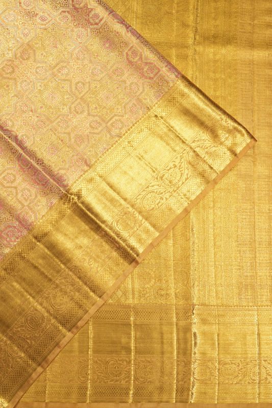 Kanchipuram Silk Tissue Brocade Gold Saree