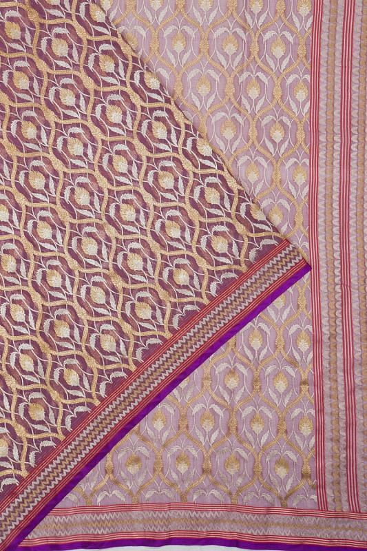 Banarasi Kora Organza Jamdani Jaal Lilac Saree