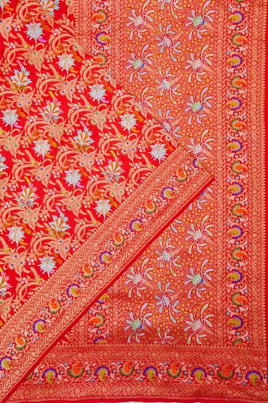 Banarasi Silk Jaal And Meenakari Red Saree