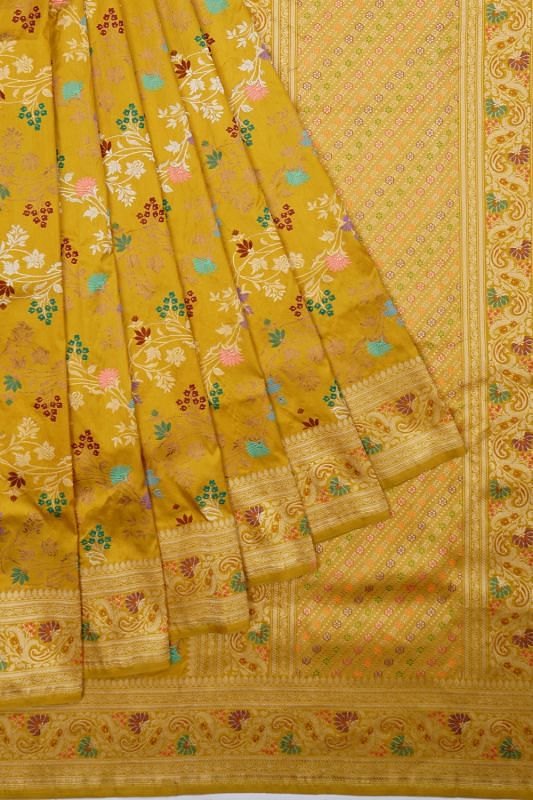 Banarasi Silk Jaal Yellow Saree