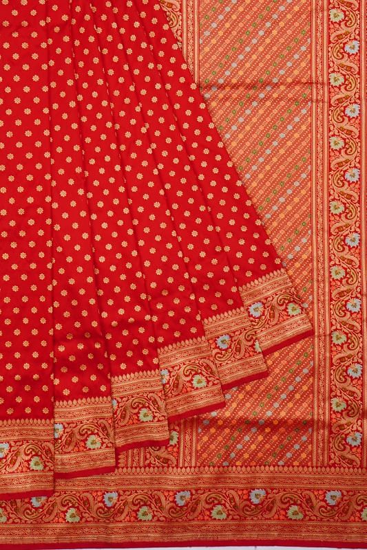 Banarasi Silk Butta Red Saree