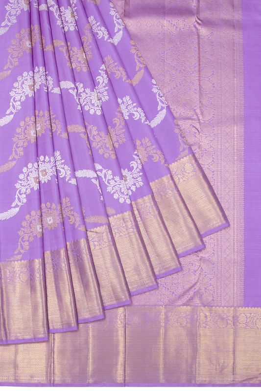 Kanchipuram Silk Jaal Lavender Saree