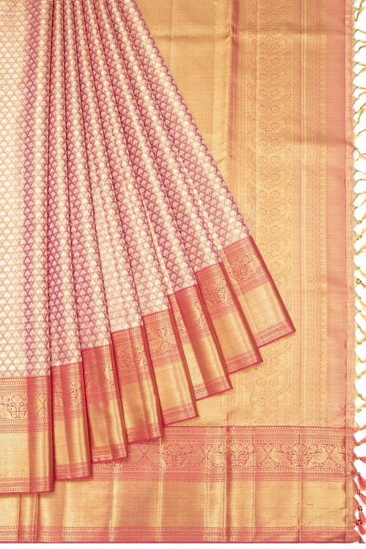 Kanchipuram Silk Tissue Brocade Pink Saree