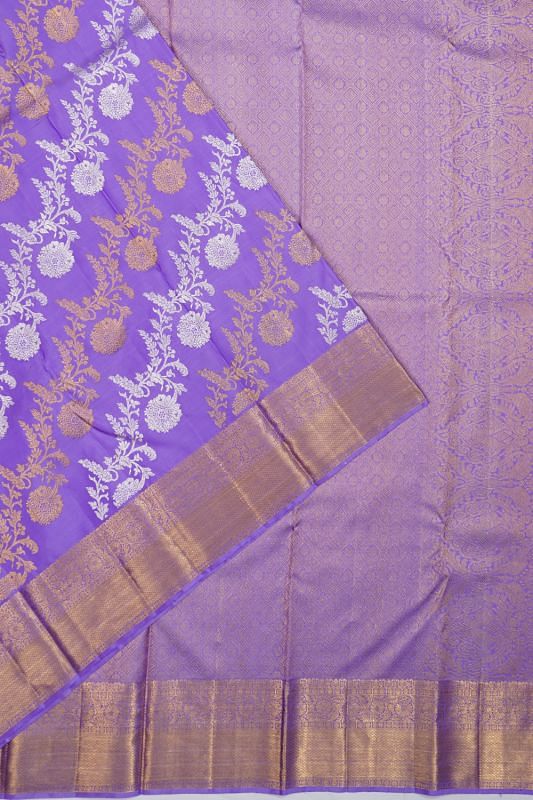 Kanchipuram Silk Leheriya Jaal Violet Saree