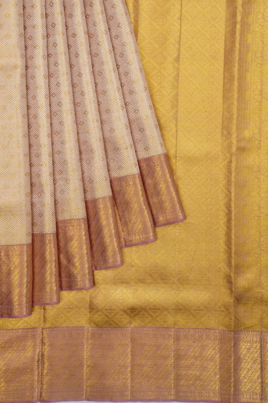 Kanchipuram Silk Tissue Brocade Gold Saree