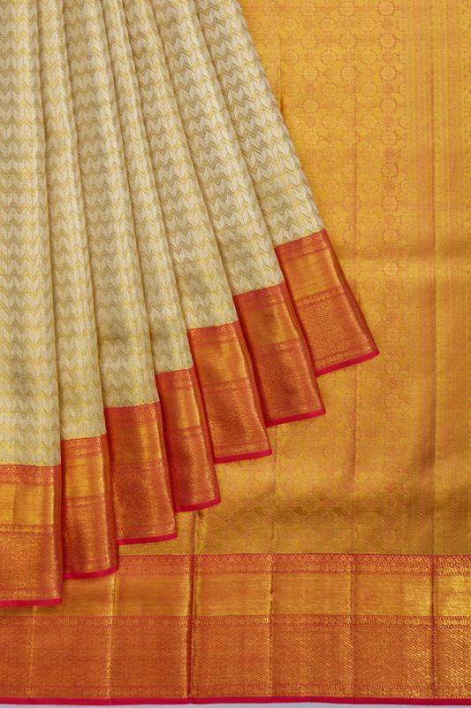 Kanchipuram Silk Tissue Brocade Gold Saree