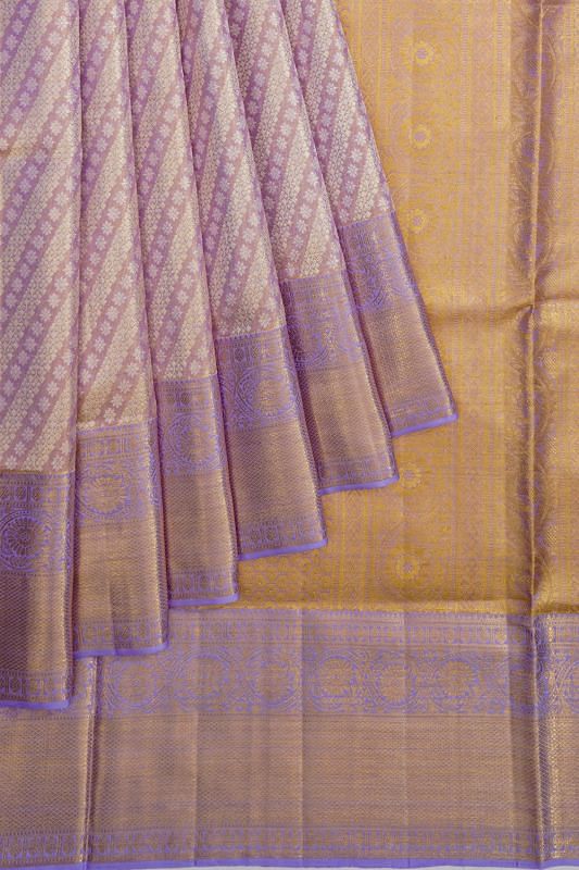 Kanchipuram Silk Tissue Brocade Violet Saree