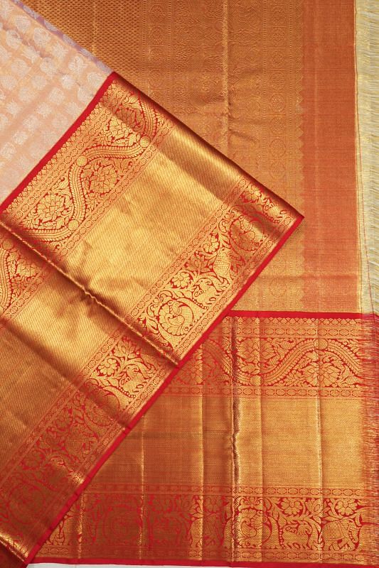 Kanchipuram Silk Tissue Butta Pink Saree