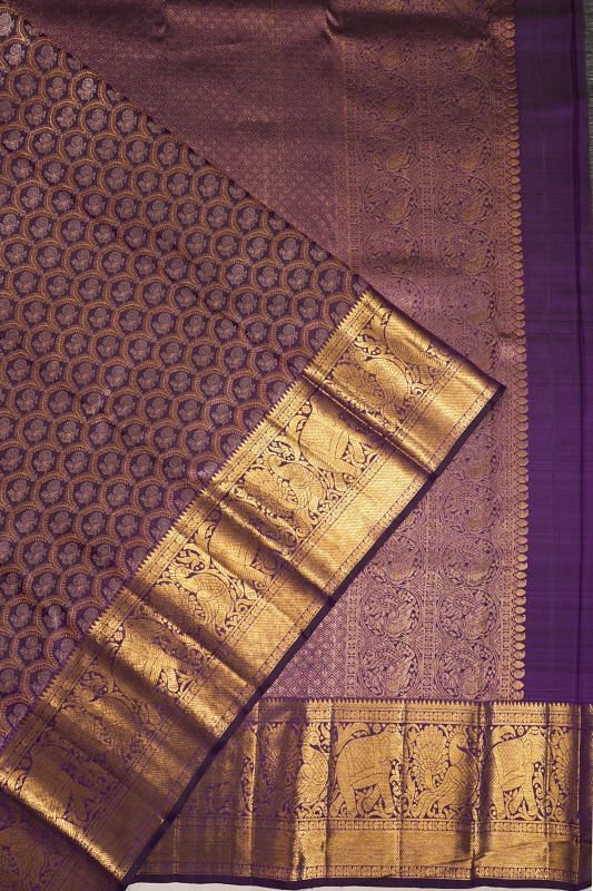 Kanchipuram Silk Brocade Violet Saree