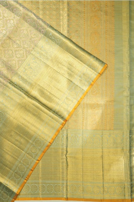 Kanchipuram Silk Tissue Brocade Green Saree