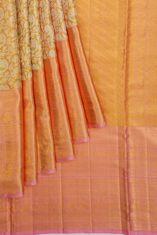 Kanchipuram Silk Tissue Brocade Gold Saree