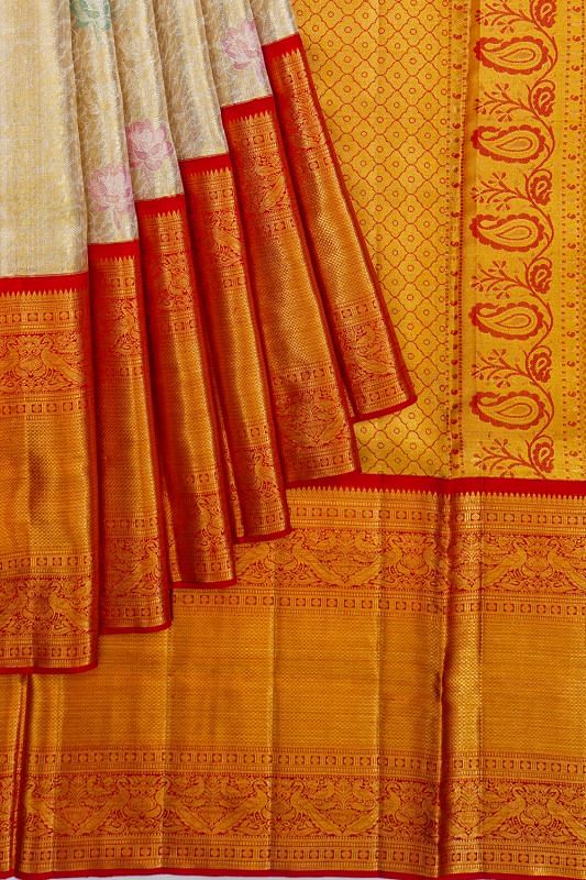 Kanchipuram Silk Tissue Brocade Gold Saree