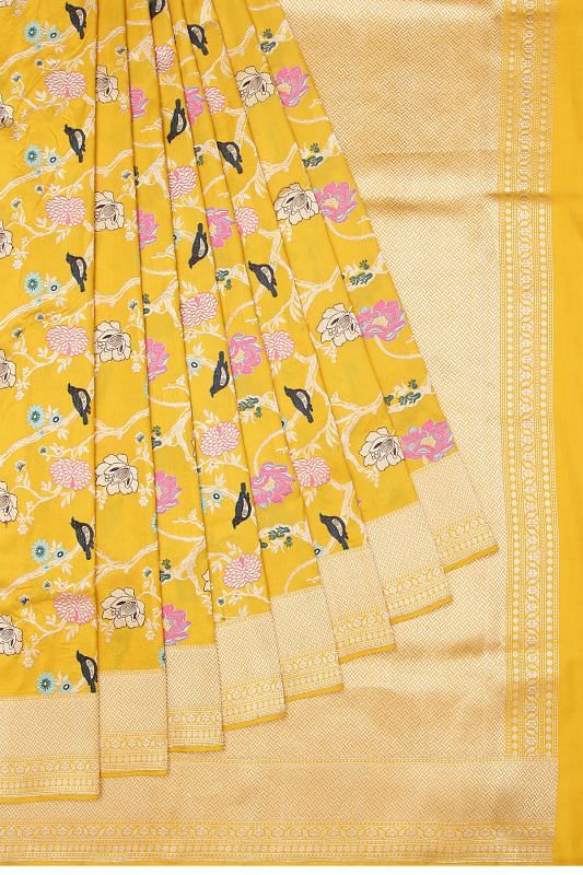 Banarasi Silk Meenakari Jaal Yellow Saree