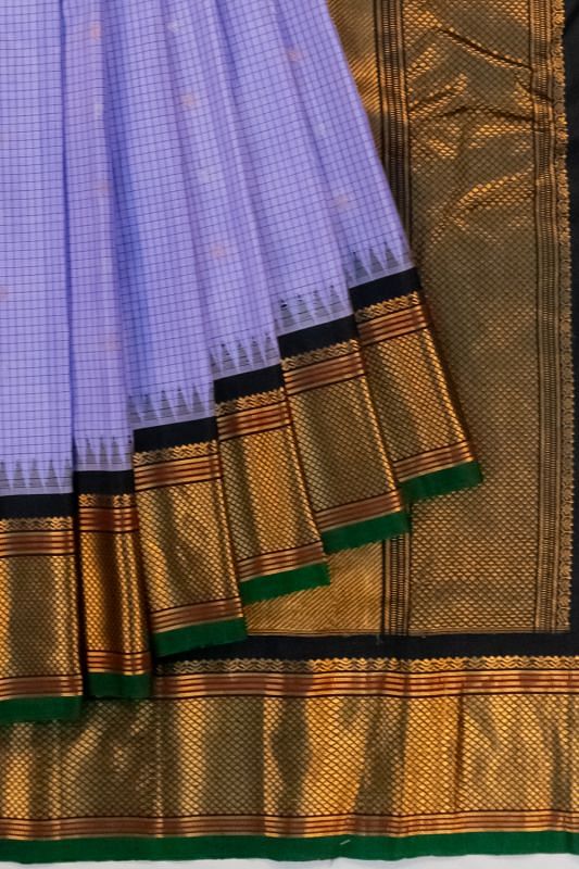 Gadwal Silk Checks And Butta Violet Saree