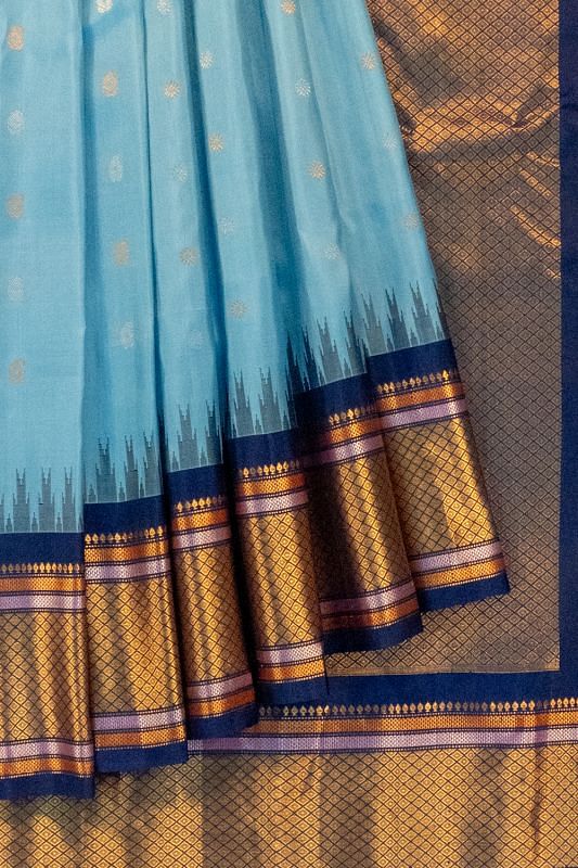 Gadwal Silk Butta Sky Blue Saree