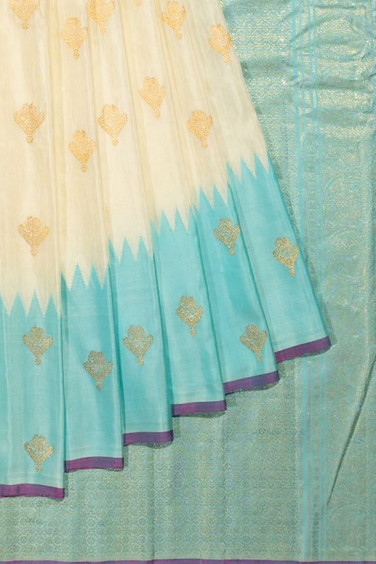 Gadwal Silk Butta Off White Saree