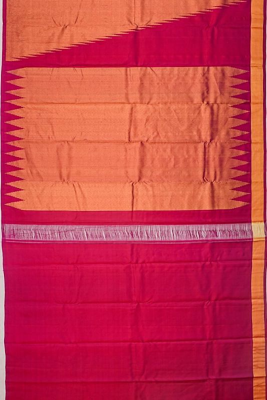 Kanchipuram Silk Big Temples Dual Tone Maroon And Purple Saree