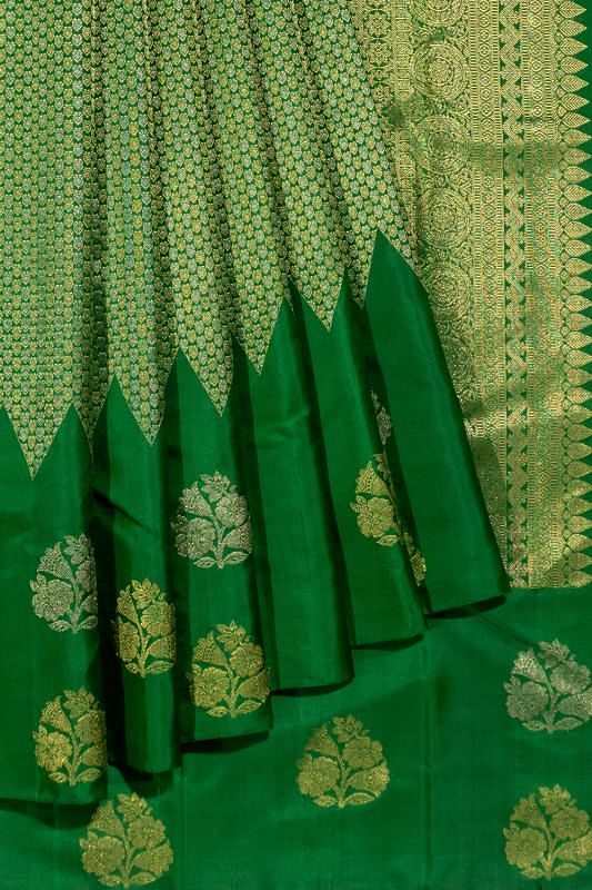 Kanchipuram Silk Brocade Dark Green Saree