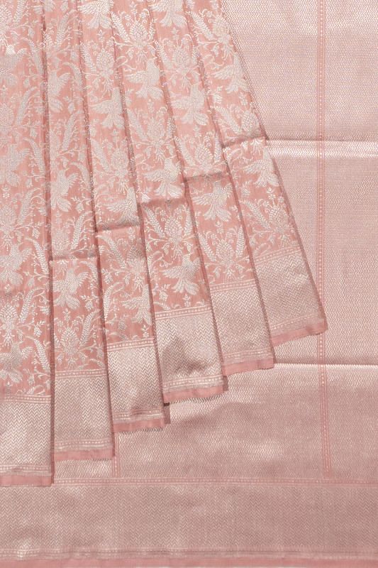 Banarasi Silk Brocade Peach Saree