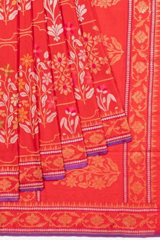 Banarasi Silk Brocade Raktambari Red Saree