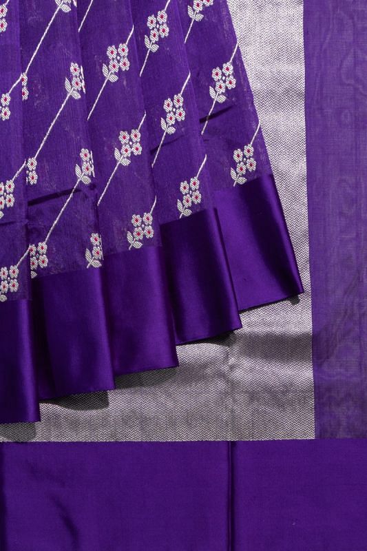 Chanderi Silk Jaal Violet Saree