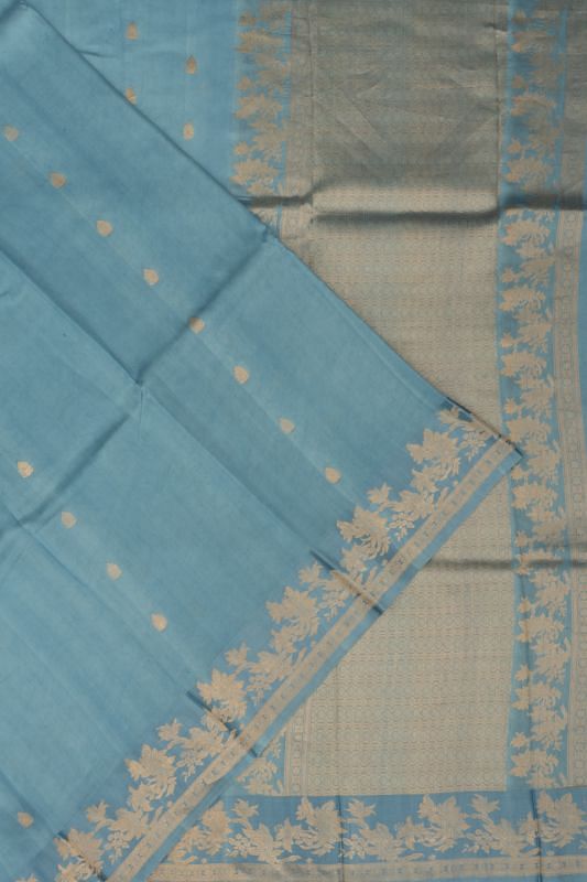 Banarasi Katan Silk Butta Dust Blue Saree