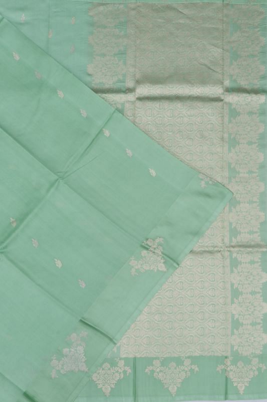 Banarasi Katan Silk Butta Pastel Green Saree