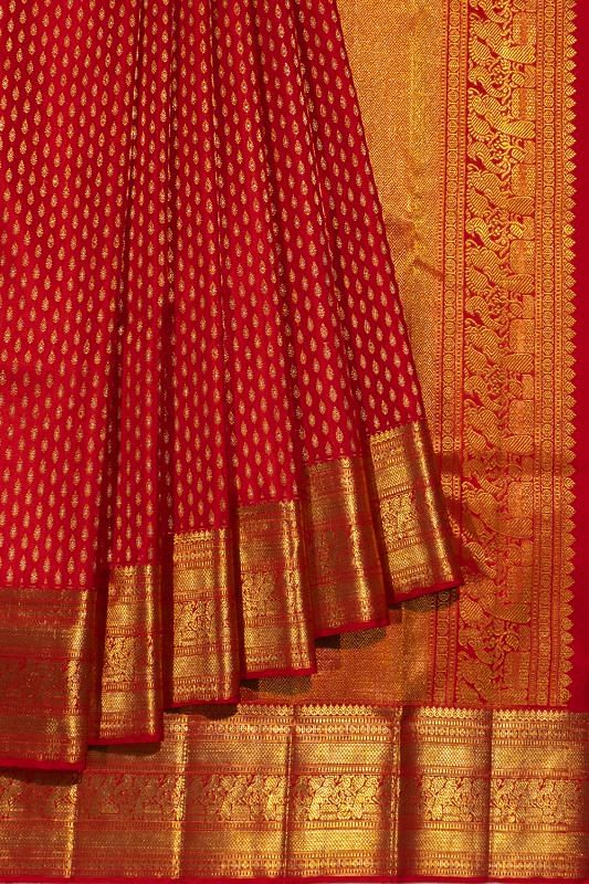 Kanchipuram Silk Brocade Red Saree