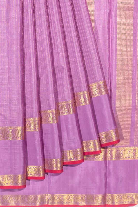 Kanchipuram Silk Checks Lavender Saree