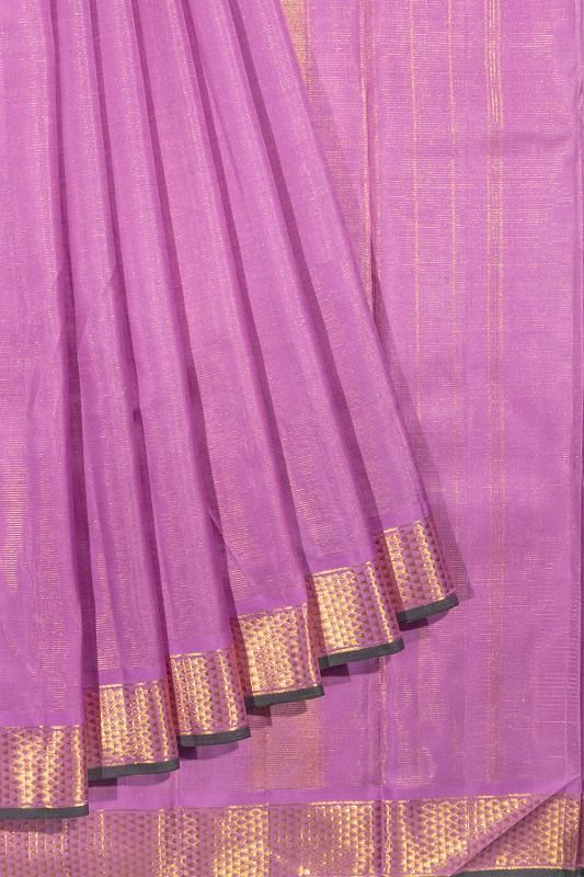 Kanchipuram Silk Horizontal Lines Lavender Saree