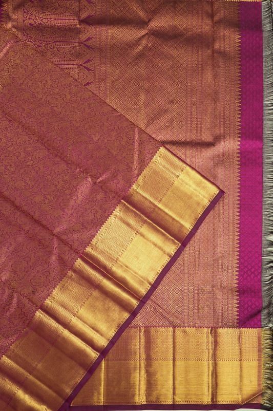 Kanchipuram Silk Brocade Purple Saree