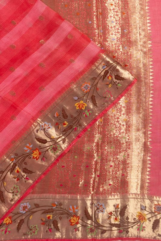 Kota Soft Silk Floral Printed Pink Saree