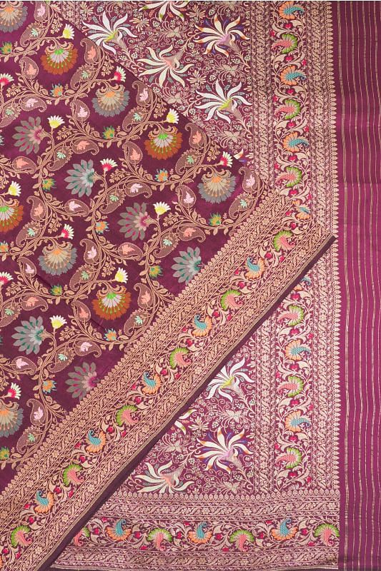 Banarasi Silk Meenakari Jaal Purple Saree